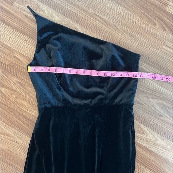 AFTER SIX 1556 ONE-SHOULDER VELVET MAXI DRESS POCKETS BLACK NWT - Picture 6 of 16